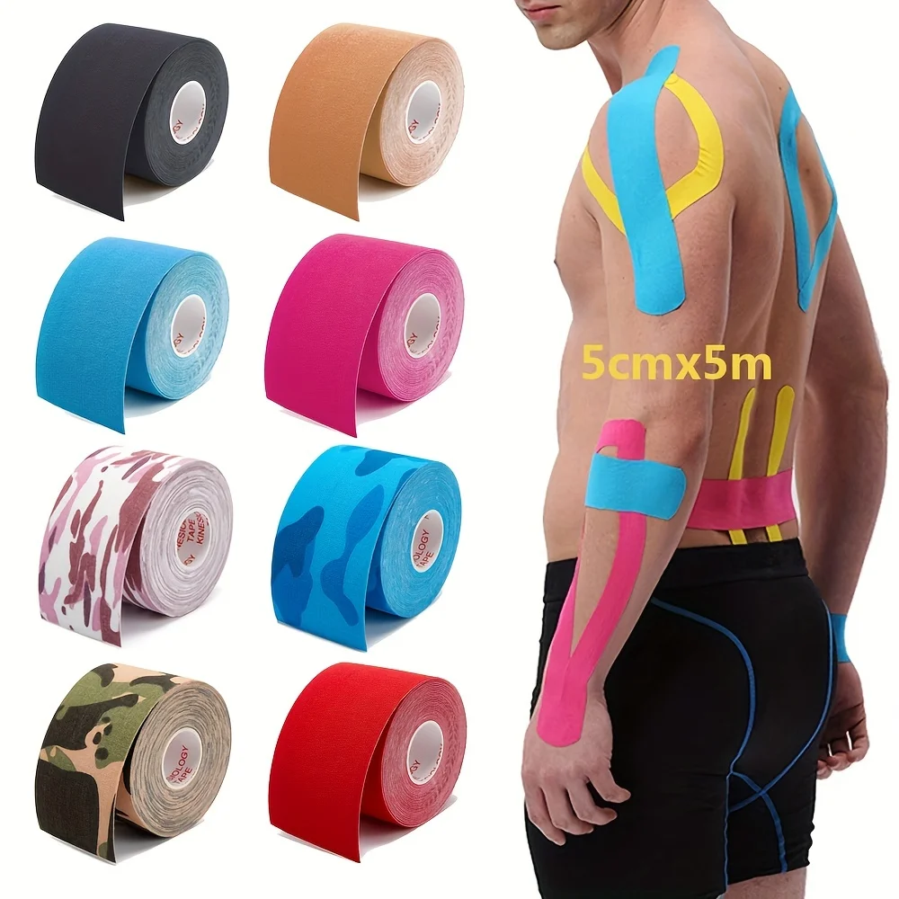 Taśmy Kinesio Bandaż elastyczny Nakolanniki Taśmy Kinezjologiczne Podkładki podtrzymujące Blokowanie Sport Samoprzylepny Bandaż Venda Kinesiotape ￼