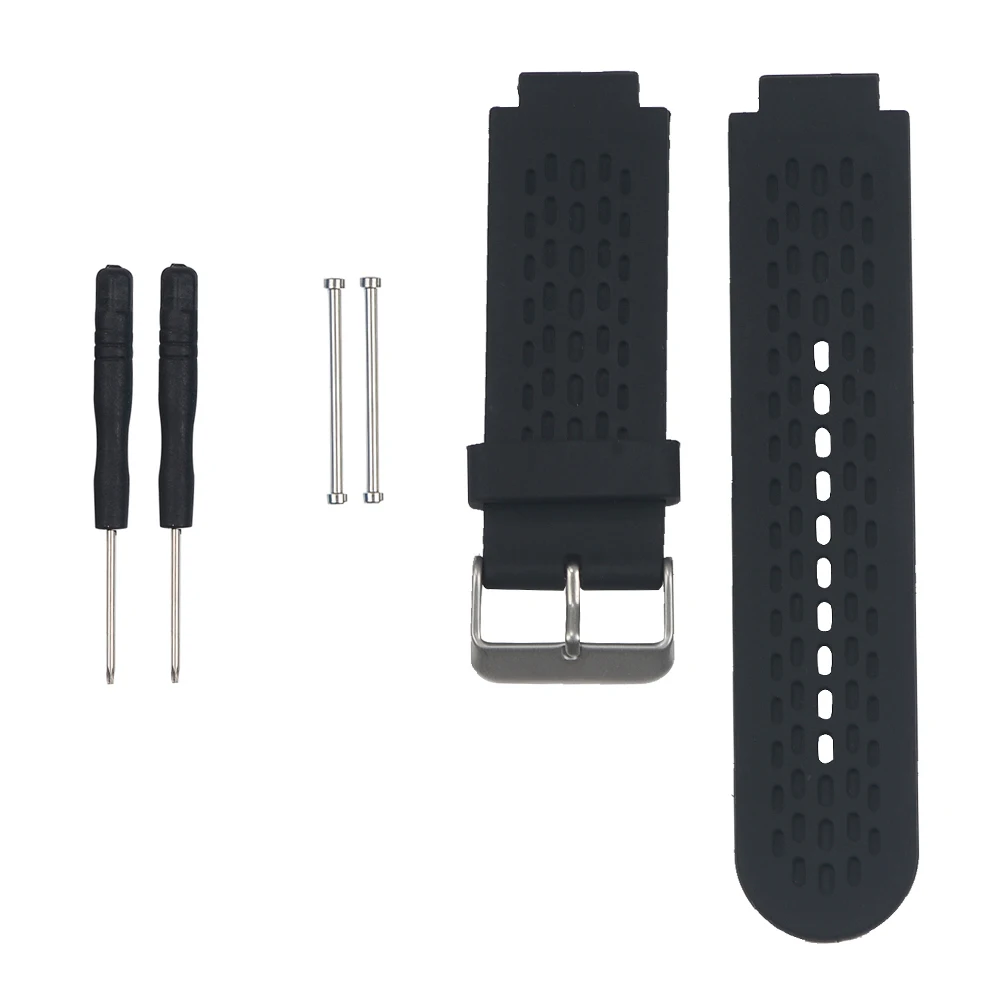 

Soft Silicone Watch Strap with Pins and Screwdrivers for Garmin Vivoactive Approach S2 S4 - Black
