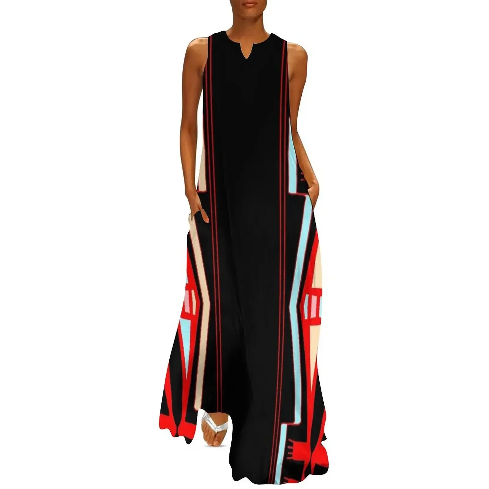 

Anishinaabe Red Line Art 1 Long Dress clothes for woman dress women elegant luxury womens clothing Dress