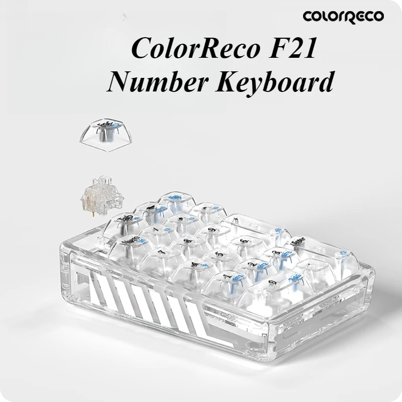 

ColorReco F21 Number Keyboard Wireless Tri-mode Acrylic Hot Swap Numpad Custom Bluetooth Mechanical Office Keypad PC Accessories