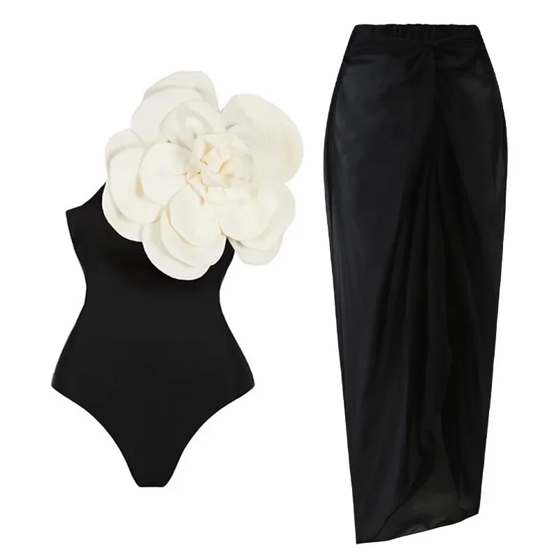 New one-piece swimsuit, big flower slimming bikini