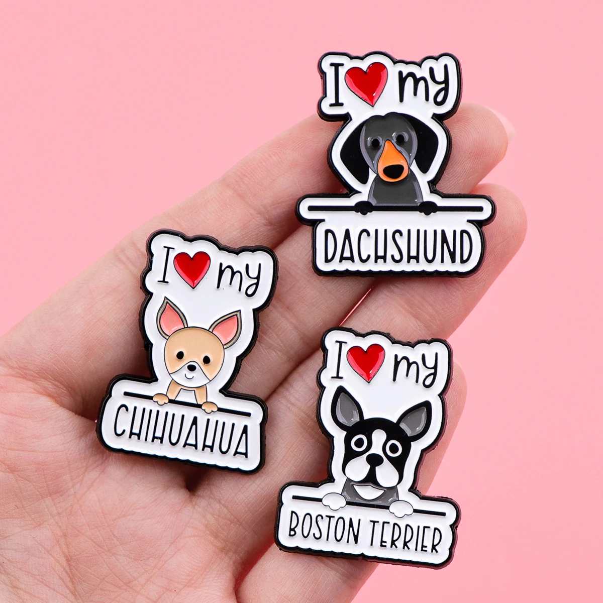 Husky Dog Enamel Pin I LOVE MY PETS Badges on Backpack Animals Brooches for Women Men Lapel Pins Cosplay Accessories Toys Gifts