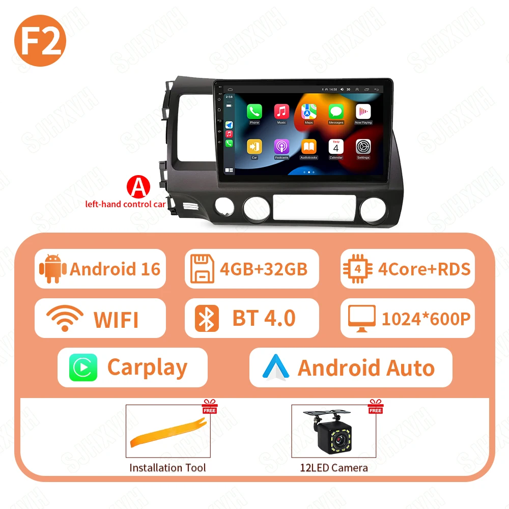 Android 16 Autoradio Radio Voor Honda Civic 8th 2005 2006 2007 2008 2009 2010 2011 Multimedia Draadloze Carplay Android Auto
