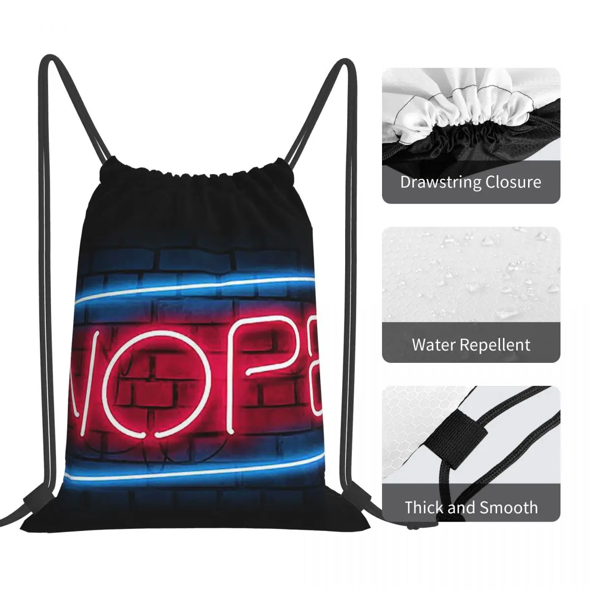 いいえバックパックファッションポータブル巾着バンドルポケット収納袋ブックバッグ男性女性学生