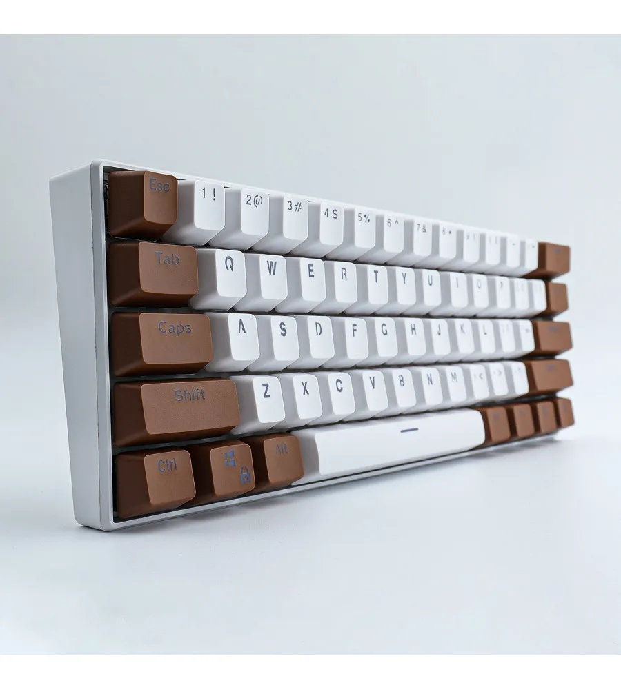 Brown and white PBT double color keycap OEM height character light transmission suitable for 61/87/104 keyboard