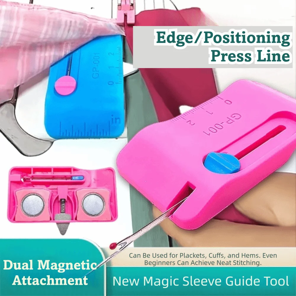 Adjustable Magnetic Sewing Track Built-In Seam Ripper Positioning Tool Magnetic Seam Guide Multifunctional with Measurement