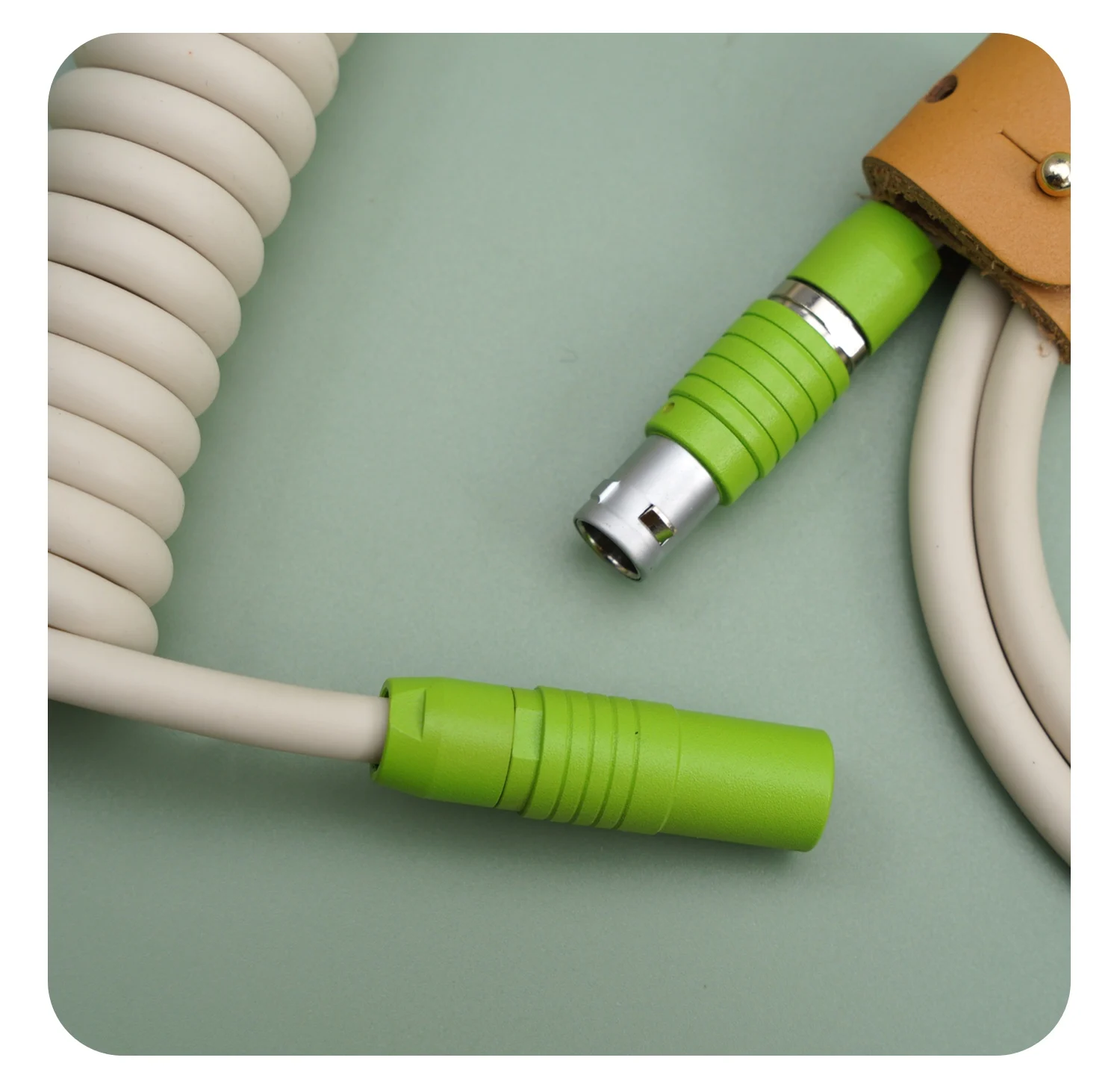 GeekBable Handmade Customized Keyboard Data Cable Rubber Spring Shrink Rear Green Hardware Cheese Green