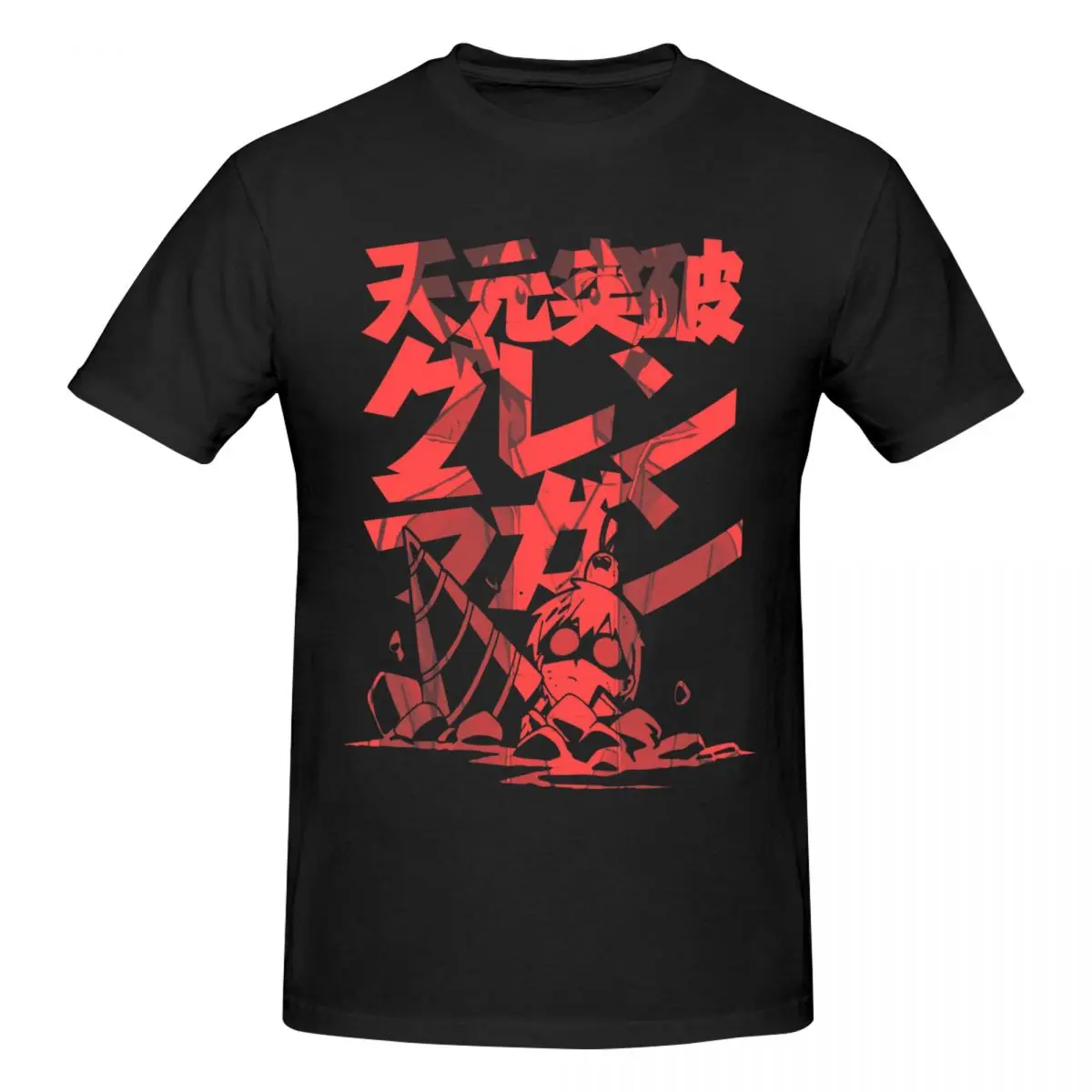 Men Anime Tengen Toppa Gurren Lagann Awesome T Shirt Streetwear O-neck Cotton Shirt Men