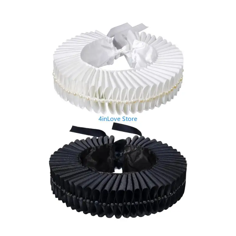 

T4MD элегантный жемчужный воротник с воротником-ершом, регулируемый декоративный воротник для средневекового костюма и одежды