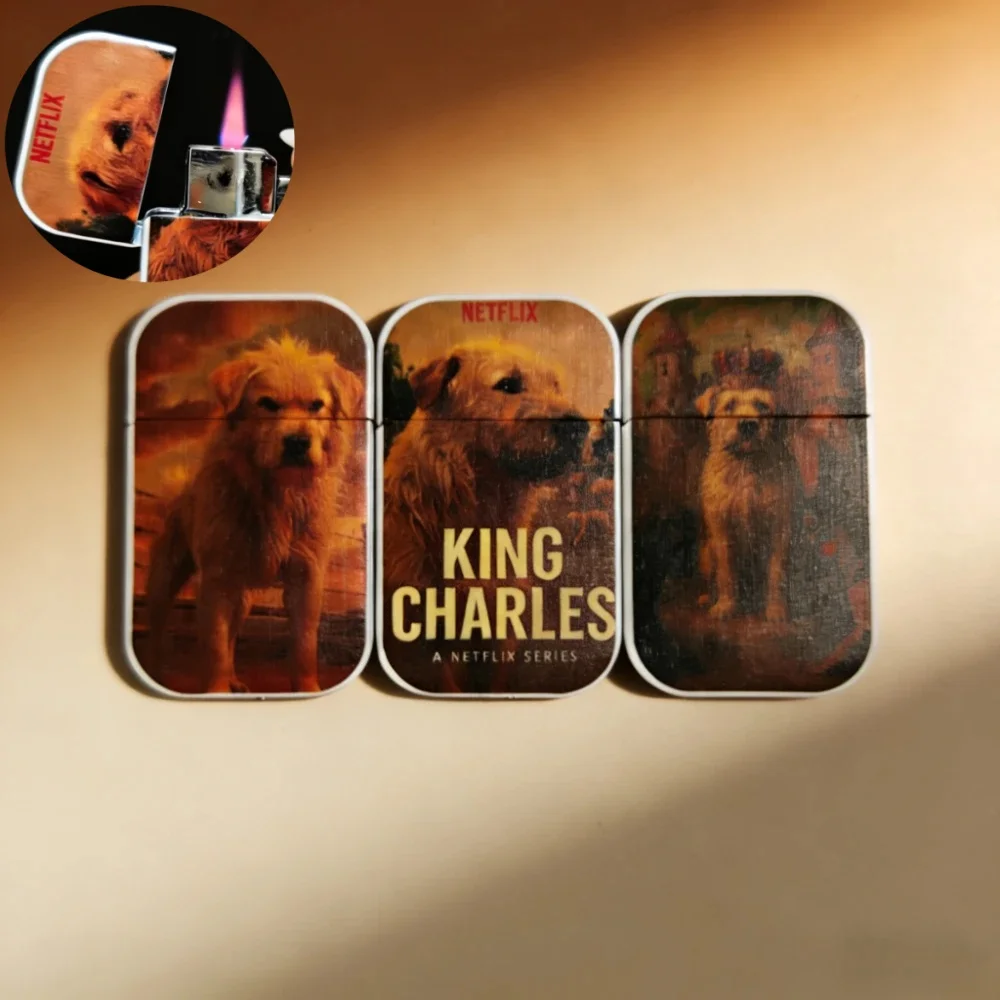 

King of Dog Ultra-thin Torch Lighter Windproof Pink Flame Refillable Butane Portable High Firepower Lighter Women's Smoking Gift