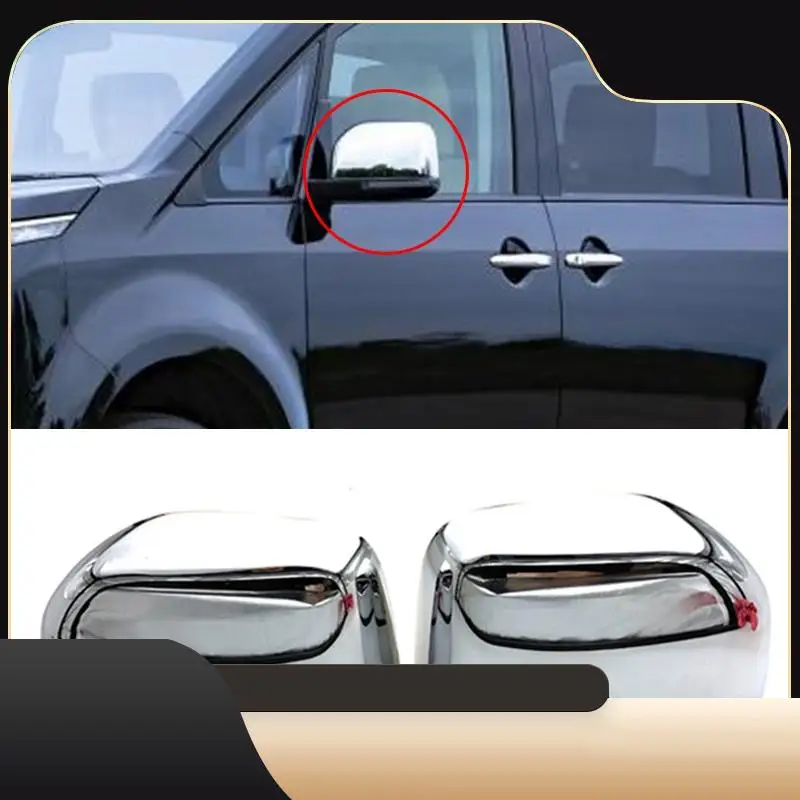 

2Pcs ABS Chrome Side Rearview Mirror Cover Cap For Mitsubishi Delica D5 2020 Mirror Protect Trim