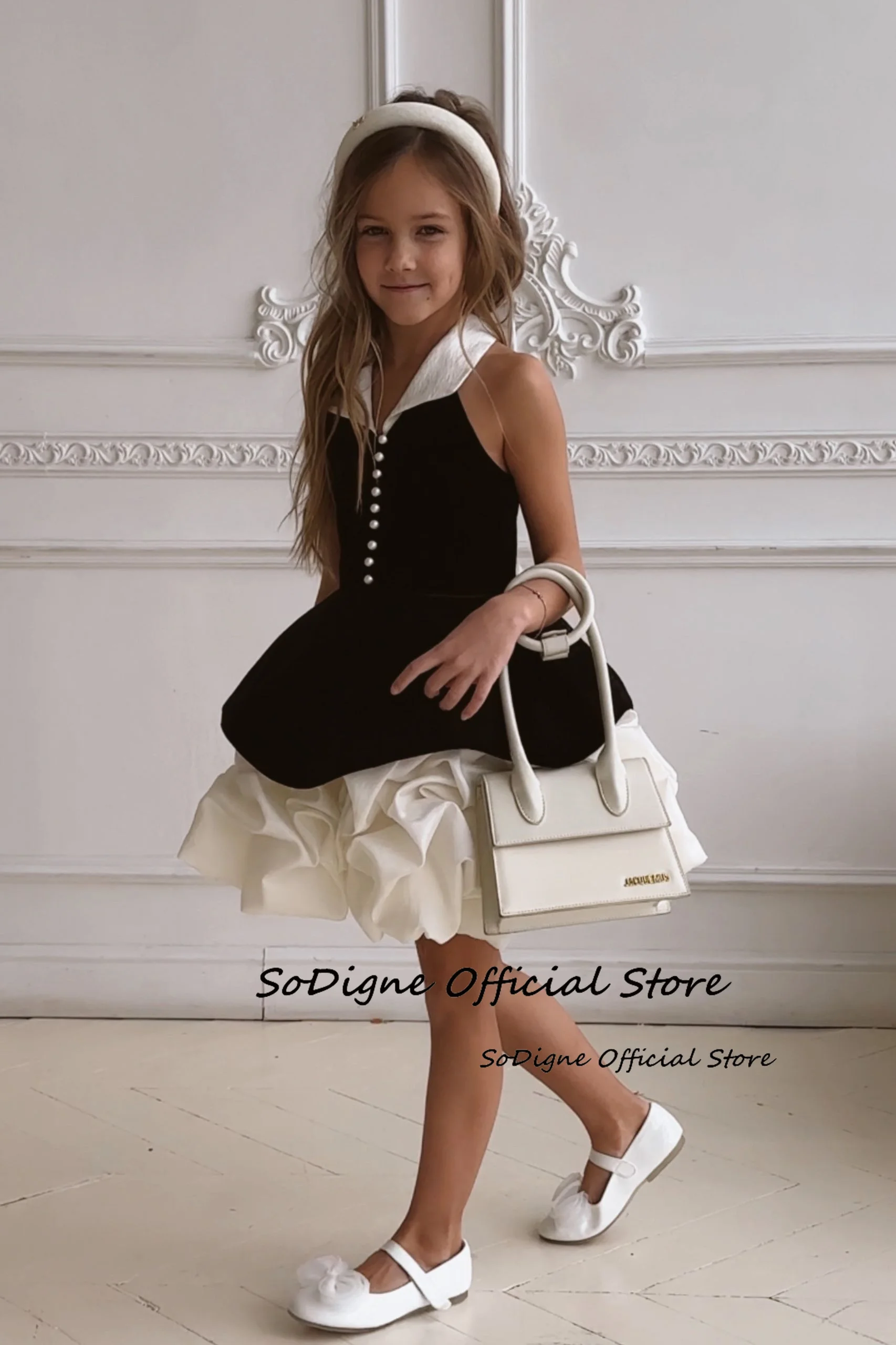 SoDigne A-line Velvet/Satin Flower Girl Dress V-neck Sleeveless Short Skirt Girls Party Dresses 2025 Kid Gown Customized