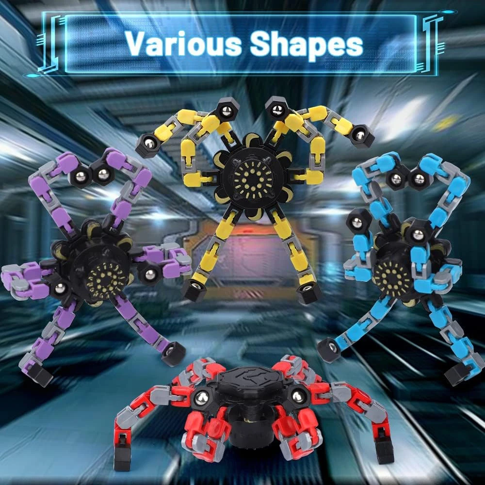 4PCS Transformable Fidget Spinners Stress Relief Sensory Toys Fingertip Gyros Spinner Party Favors for ADHD Autism Kids Adults