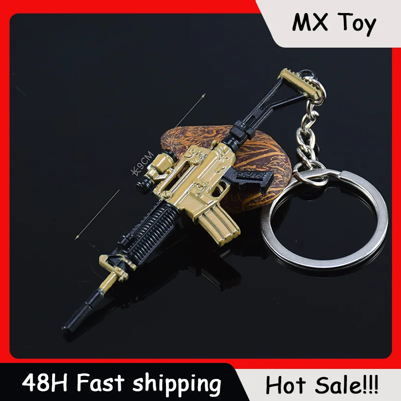 

9cm Gun Keychain M4A1 Desert Storm All Metal Keyring Fashion Accessories Backpack Pendant Gifts Collections