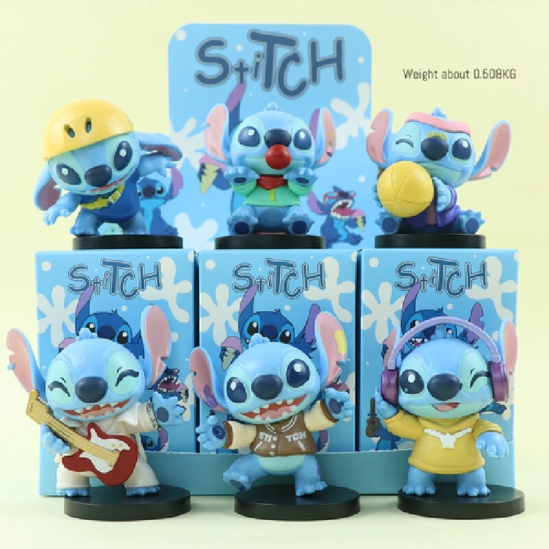 Caja ciega hecha a mano de la serie Disney Stitch, muñeco de peluche de punto periférico de animé, adorno de coche, modelo de caja ciega hecho a mano