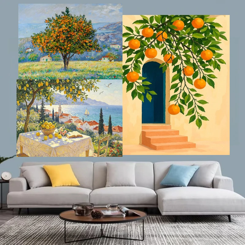 Colorful Lemon Tree & Coastal Scenery Jigsaw Puzzles 500/1000/1200/2000PCS Wall Decor for Living Room Bedroom Perfect Gift