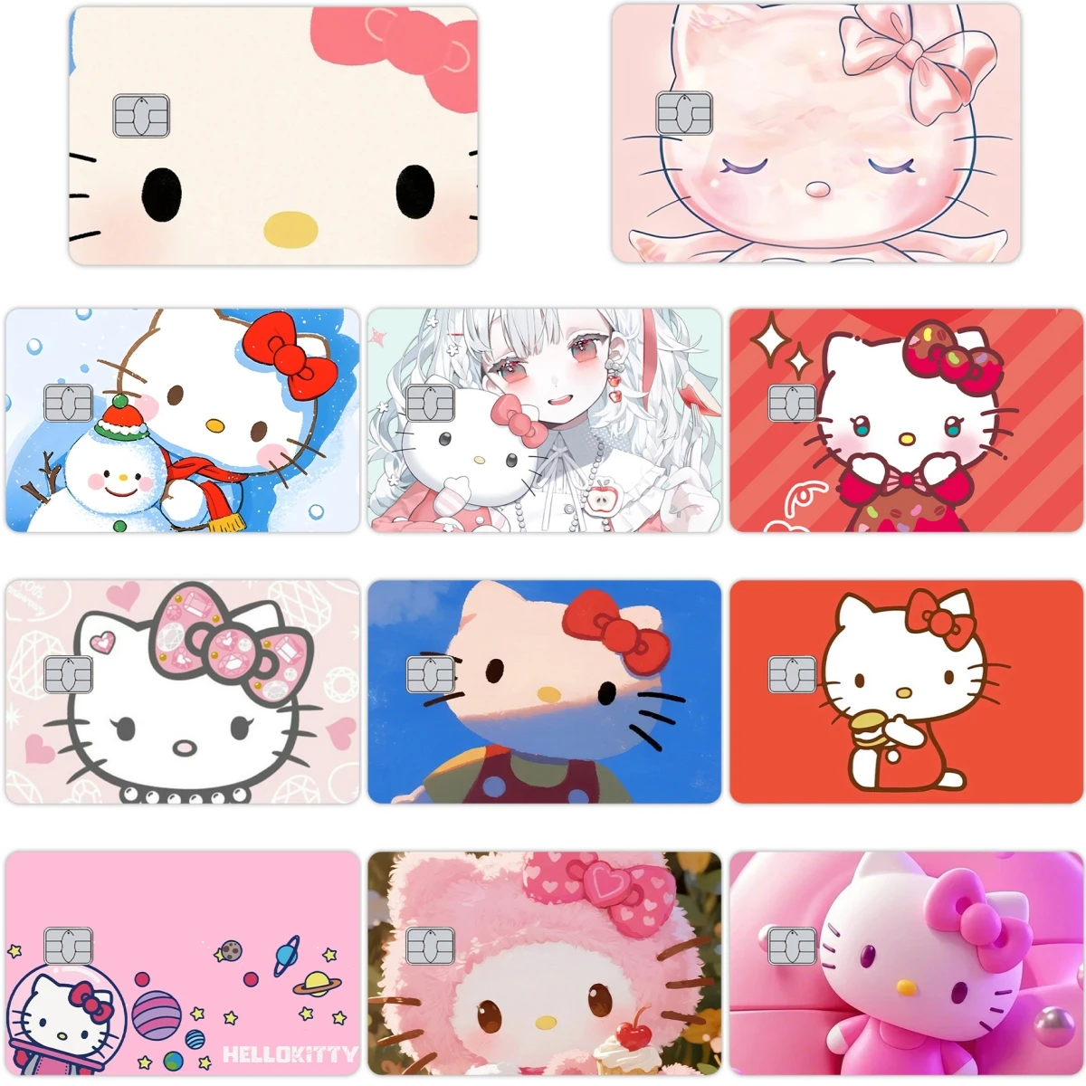 

Мультяшная наклейка Hello Kitty: милый аниме-дизайн, матовая пленка для кредитных карт, самоклеящаяся декоративная пленка для банковских карт VISA, аксессуары для карт.