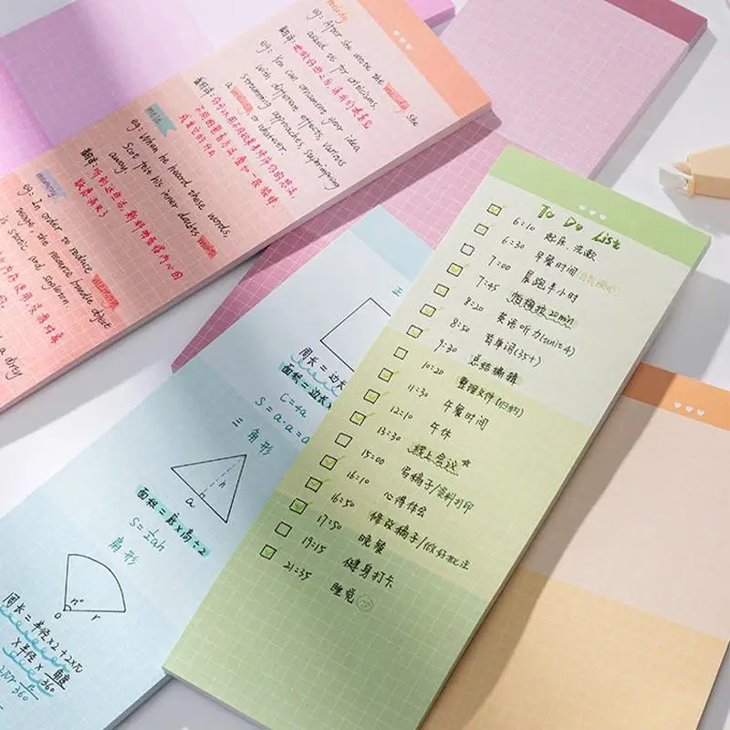 50 Sheets Korean Style Colorful Notepad with Large Capacity Rectangular Grid Memo Pad Student Multifunctional Sticky Notes