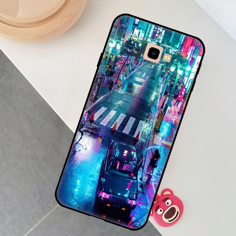 Neon Blue Cyberpunks Tokyo Street Case For Samsung Galaxy A3 A5 J3 J5 J7 2016 2017 J4 J6 A6 A8 Plus J8 A9 2018 Soft Cover