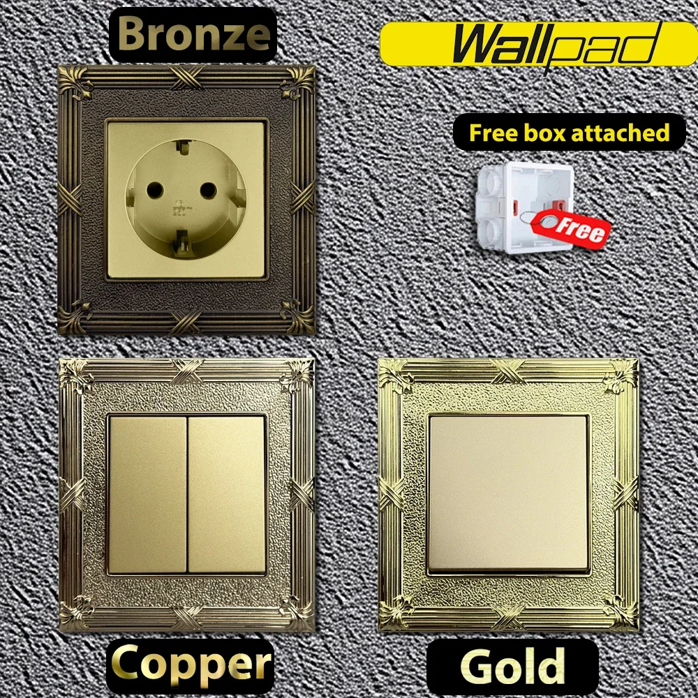 لوحة مفاتيح حائط معدنية مزخرفة للوحة الحائط، غطاء مخرج كهربائي باروكي عتيق مع صندوق تركيب مجاني برونزي عتيق #1