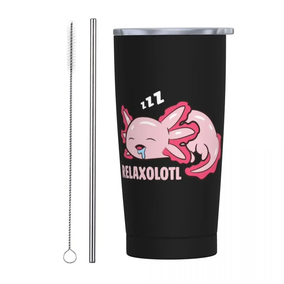 Axolotl Tumbler Vacuum Insulated Travel Mexican Relaxolotl Coffee Cups Vacuum Flask Stainless Steel Car Mugs Water Bottle 20oz