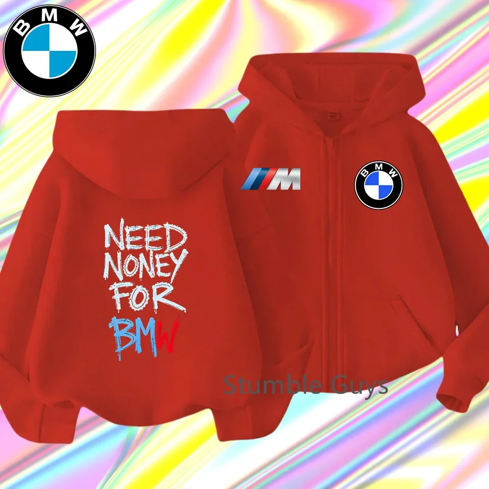 Bluza z kapturem dla dzieci BMW, jesienne ubrania, zimowa bluza dla chłopców i dziewcząt, ciepła, codzienna bluza, motocyklowa odzież codzienna, kurtka. ​