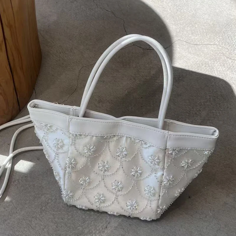 

Женская сумка-ведро в китайском стиле, люксовая дизайнерская сумка-клатч, новинка 2026 года, из холщовой ткани с мозаикой и бисером, на плечо