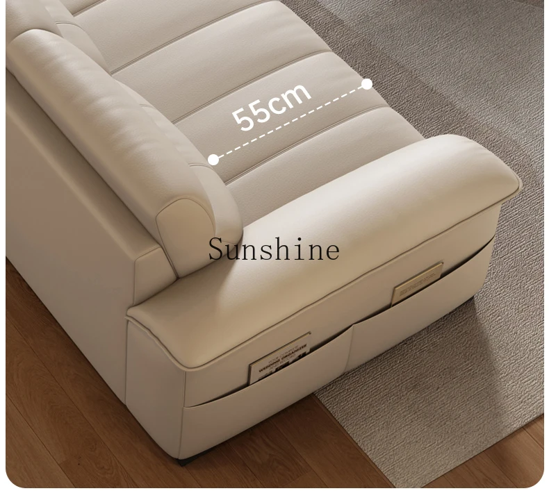 Sofa first layer cowhide small apartment living room Italian cream wind straight row piano health