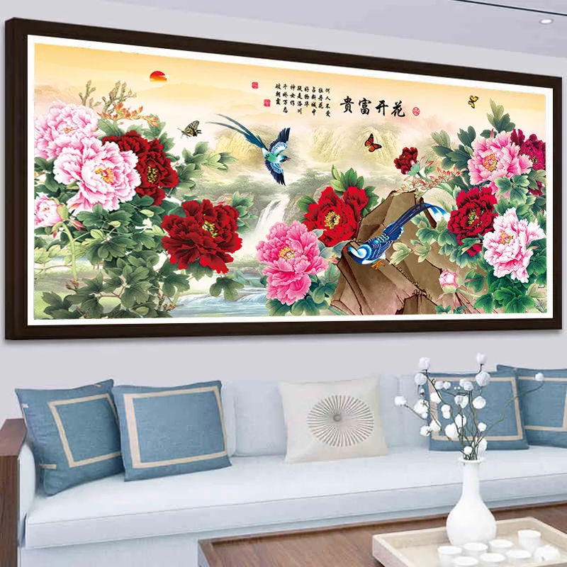 Printed Cross Stitch Needlework,DIY Living Room,Set For Embroidery Kit Full Cross-Stitching Silk Thread Chinese Landscape