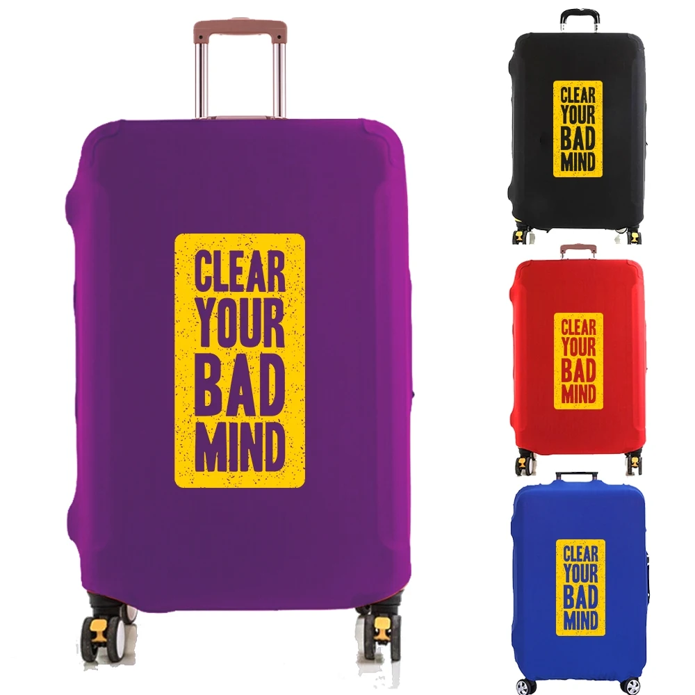 Luggage Cover Suitcase Protector Your Bad Mind Letter Thicker Elastic Dust Cover for 18-32 Inch Trolley Case Travel Accessories