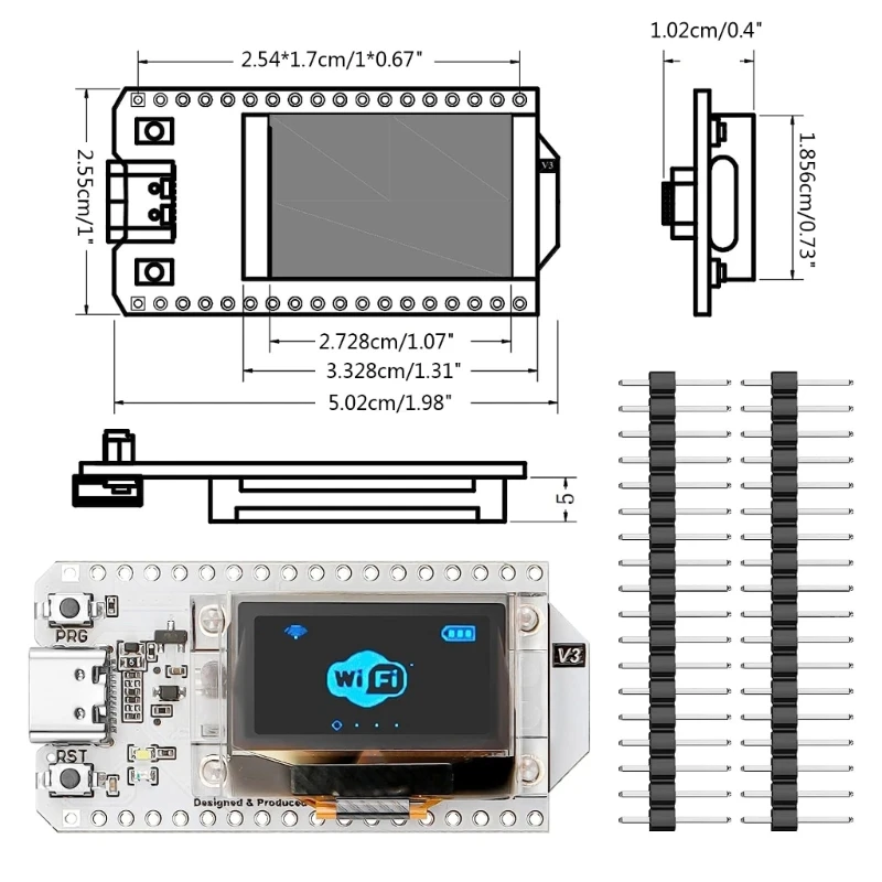 Placa desarrollo ESP32 WIFI Dual-Core 240MHz CP2102 0,96 pulgadas OLED