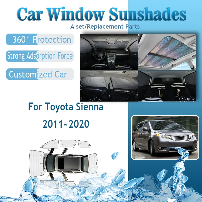 Car Sunshade Covers For Toyota Sienna XL30 XL40 2011~2020 Anti-UV Sun Sunscreen Window Coverage Pads Sun Shades Auto Accessories