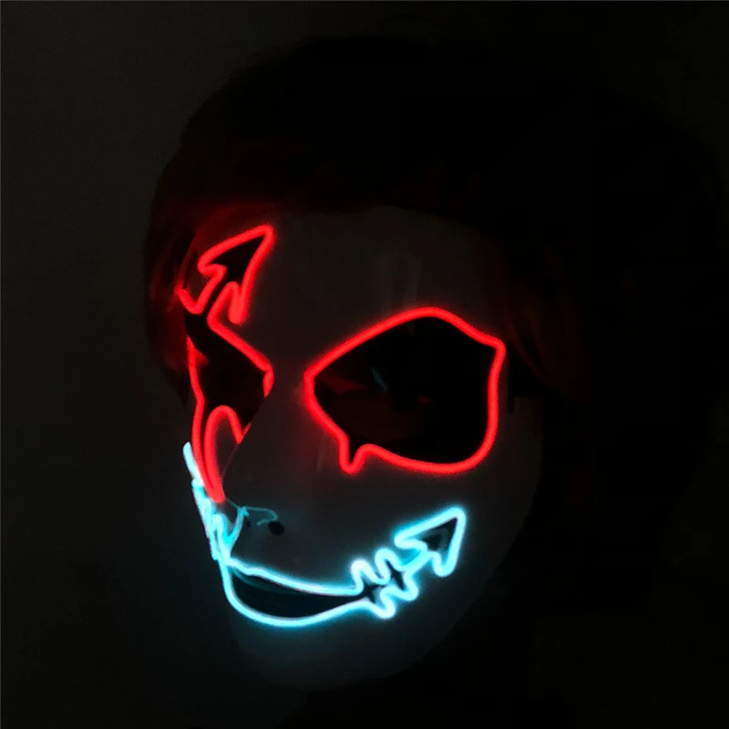 Melbourne Shuffle Rave Tanz Leuchtende Maske Handgezeichnete Gemusterte Leuchtmaske für Jugendliche Coole Halloween Cosplay Performance Requisiten – Detail 3