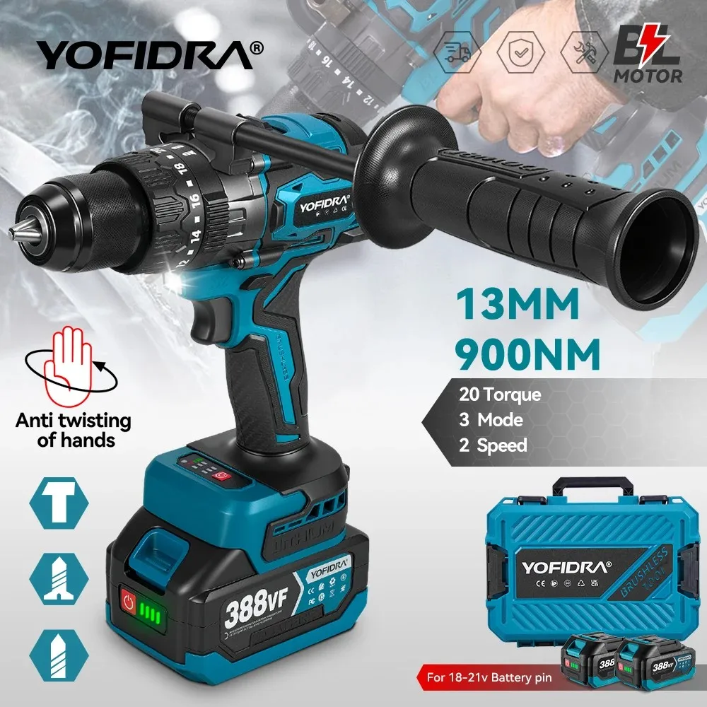 �y�Z�[�����zYOFIDRA 900N.M 13mm �u���V���X�d���C���p�N�g�h���� 20+3�g���N �R�[�h���X�X�N�����[�h���C�o�[ �d���H�� �}�L�^18V�o�b�e���[�s���Ή�