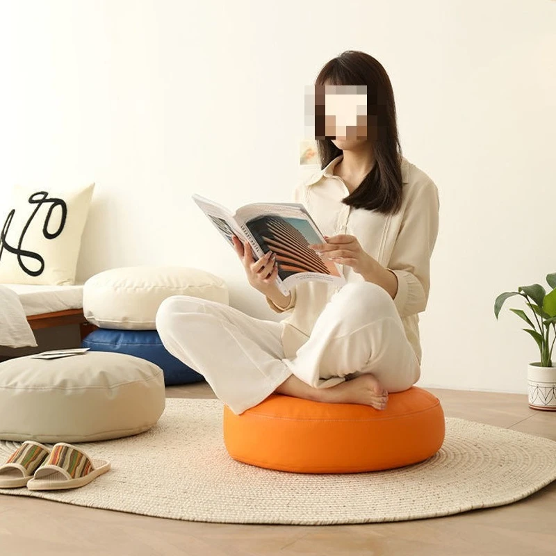 Newest Pu Leather Floor Seat Pillow Solid Color Durable Easy To Clean Thickened Tatami Cushion for Bay Window Office Bedroom 쿠션