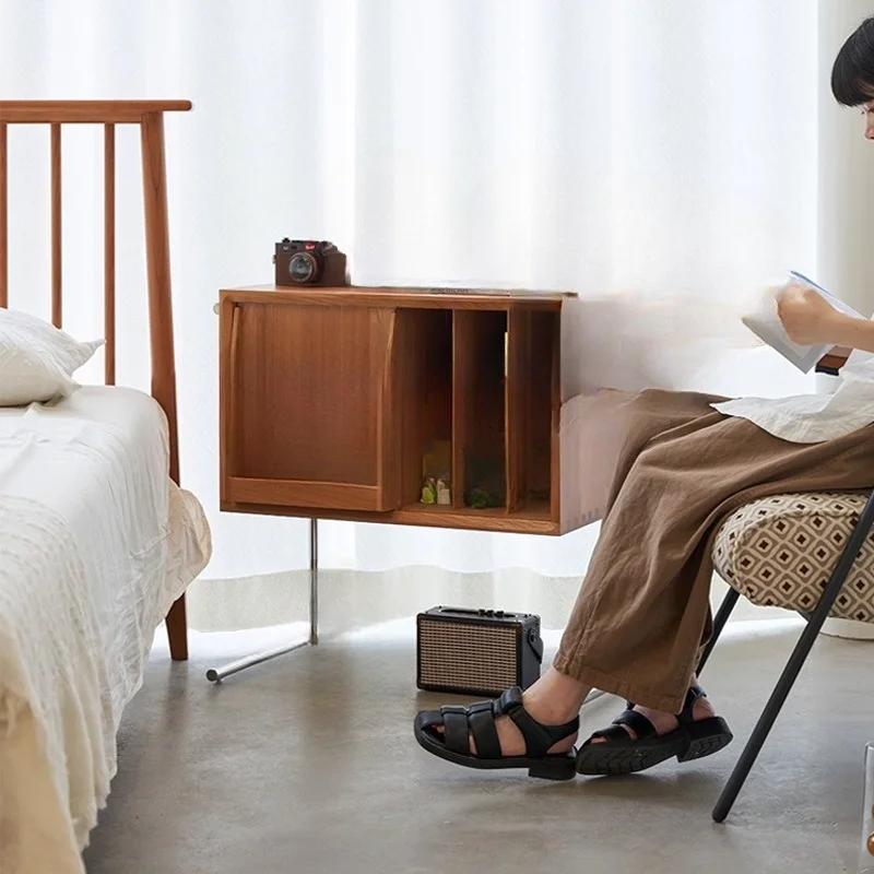 Side cabinet ins suspended sofa magazine cabinet cherry wood Nordic bookcase, Japanese solid wood furniture