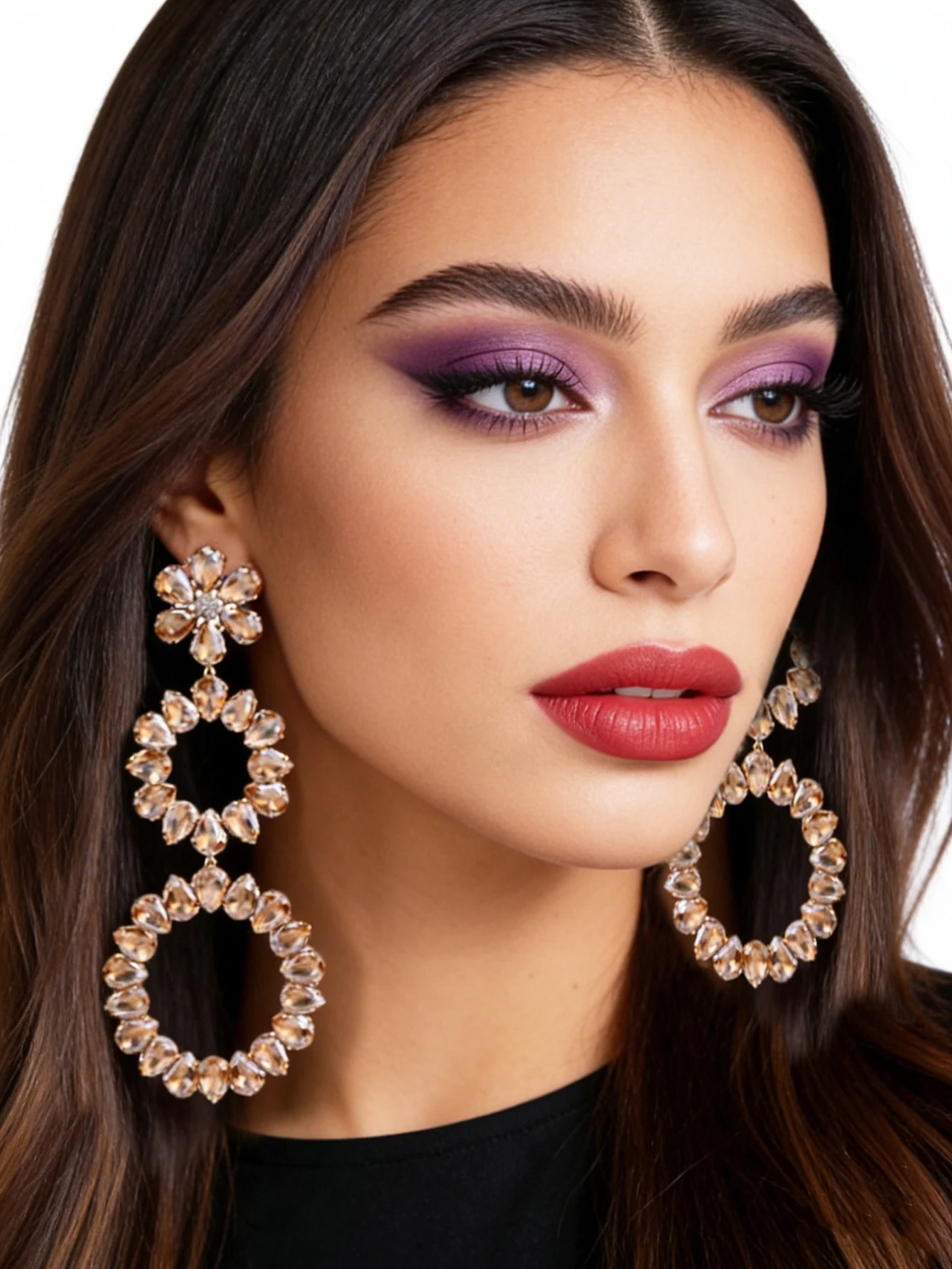 Super Luxury Handmade Ear Studs For Women With Water Drill Holes Large Round Pendant Earrings Gifts Fashion Jewlery For Chrismas