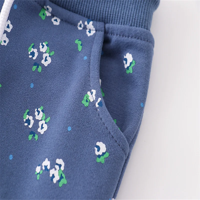 Jumping Meters 2-7T Full Length Boys Girls Sweatpants Floral Drawstring Toddler Kids Trousers  Pants Baby Autumn Spring Pant