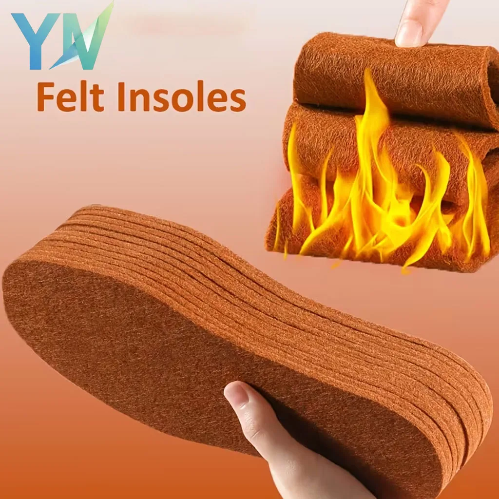 Super Thick Merino Wool Felt Insoles for Men Women Warmth Moisture Wicking Odor Control Winter Thermal Inserts for Boots