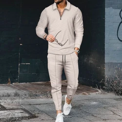 2022 Autumn New Men's Tracksuit Clothes Sportswear 2Piece Set Long Sleeve Polo Shirt+Pants Solid Sweatsuit Sports Suits For Male