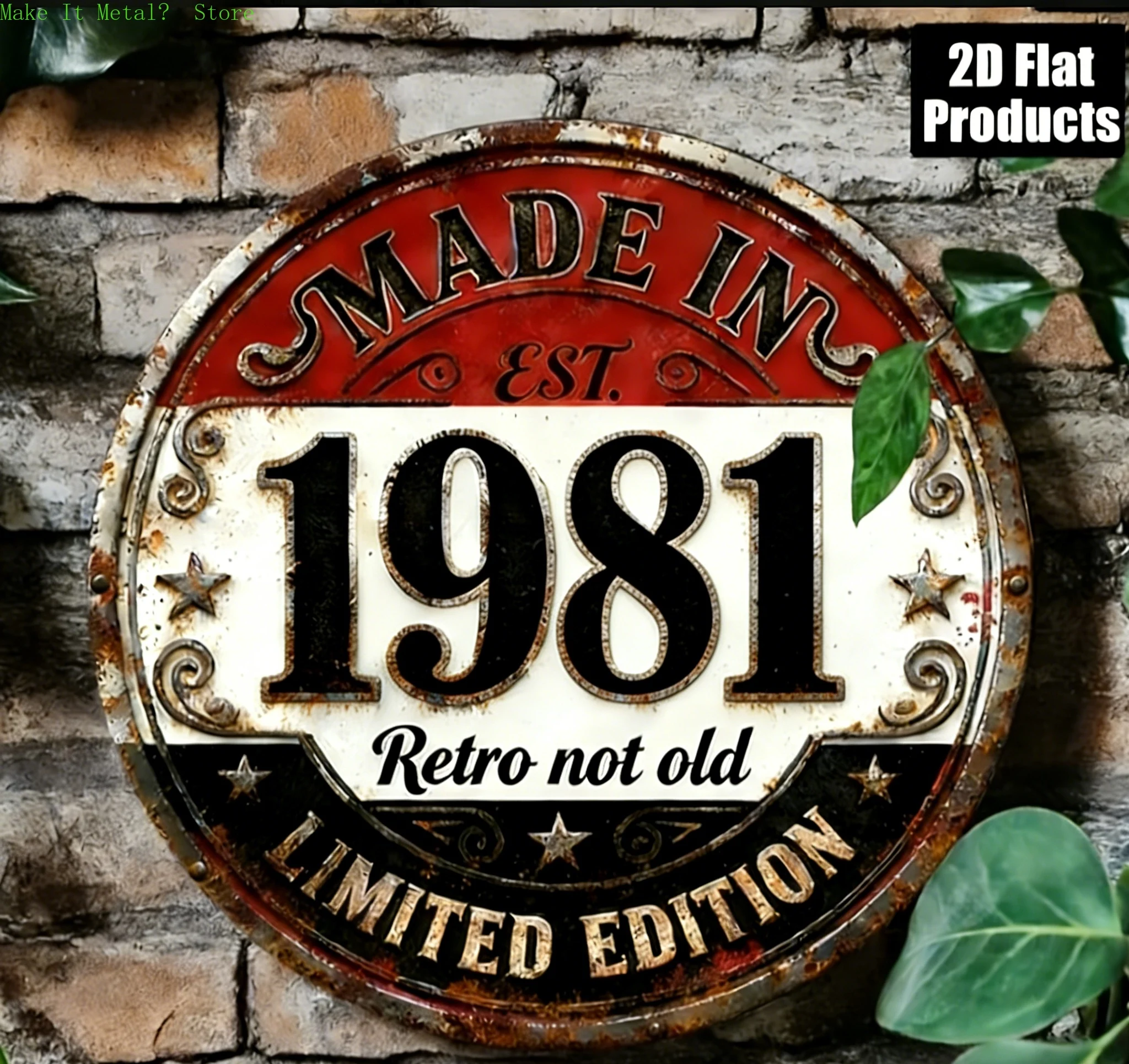 Made in 1974 Retro Not Old 2D Flat Round Metal Sign, Limited Edition Vintage Rustic Wall Decor for Home Bar Cafe
