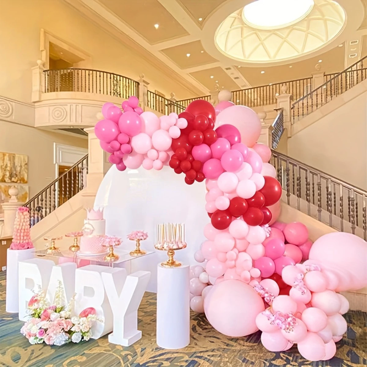 146 pcs,Balloon Arch Set Pink Rose Red Balloon Women's Valentine's Day Wedding Engagement Anniversary, Party Decoration Supplies