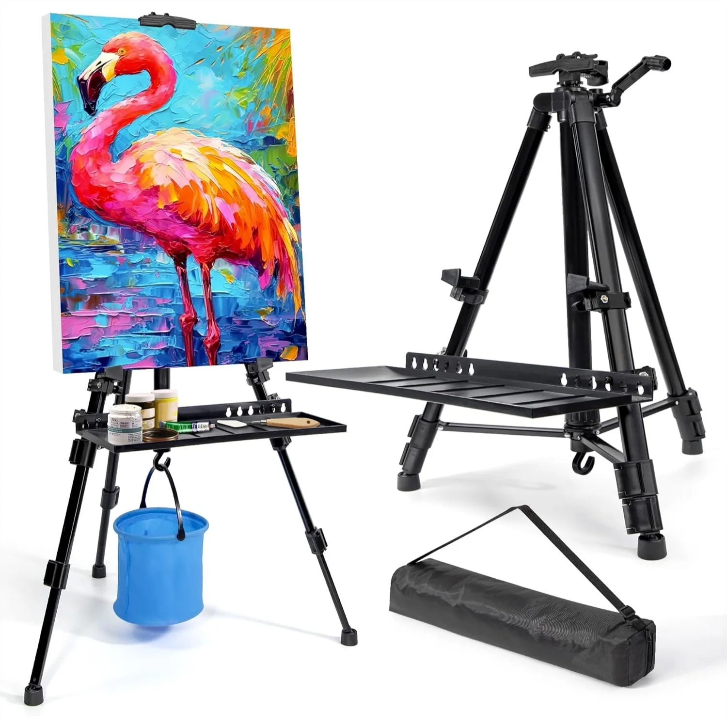

Adjustable Easel Stand 20-61" Metal Tripod for Painting Canvases, Folding Art Easel with Tray and Bag for Indoor Outdoor Display