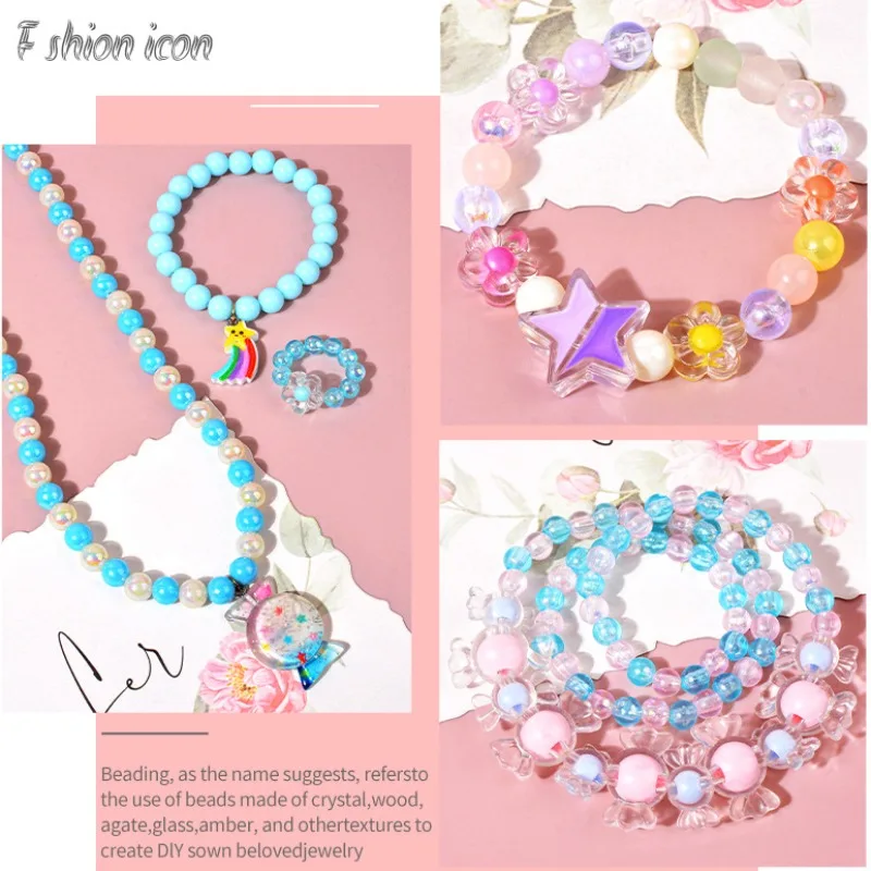 1Set Kawaii Mixed Acrylic Beads Jewelry Making Handmade DIY Toy Cute Animals Bracelet Necklace Making Educational Toys