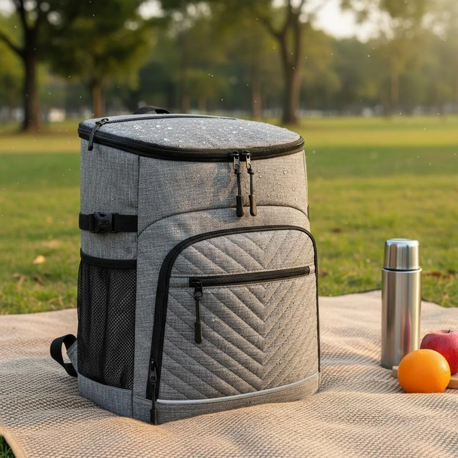 

Insulated Backpack Cooler Large Capacity Picnic Cooler Bag Thermal Lunch Backpack Quilted Design Multi Pocket for Camping