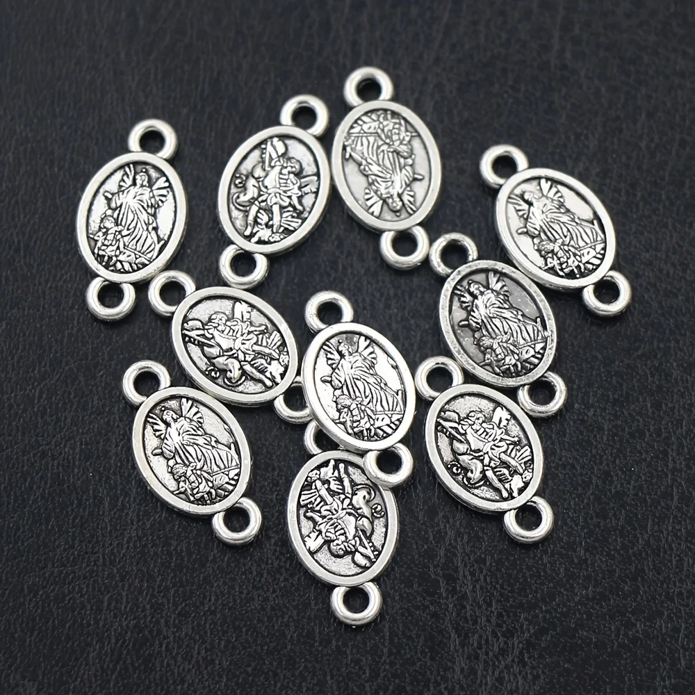 LZsilver 27pcs 16.8x8.6mm ST MICHAEL / GUARDIAN ANGEL Charms  Jewelry Making DIY L310