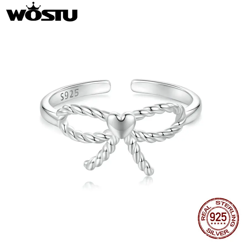 WOSTU 925 Sterling Silver Animal Pet Paw Open Rings Women Lovely Pink Zircon Kitty Cat Paw Adjustable Rings Girl Daughter Gift