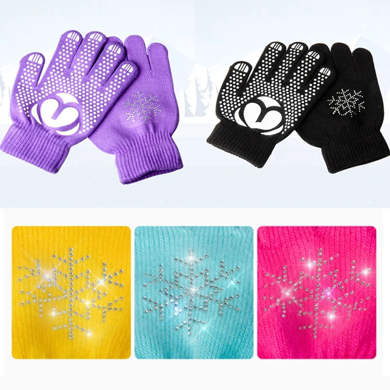 1 Pair Skating Gloves Children Adult Anti Slip Figure Skating Gloves Winter Warm Stretch Glove S/M/L Kids Accessories For Ice