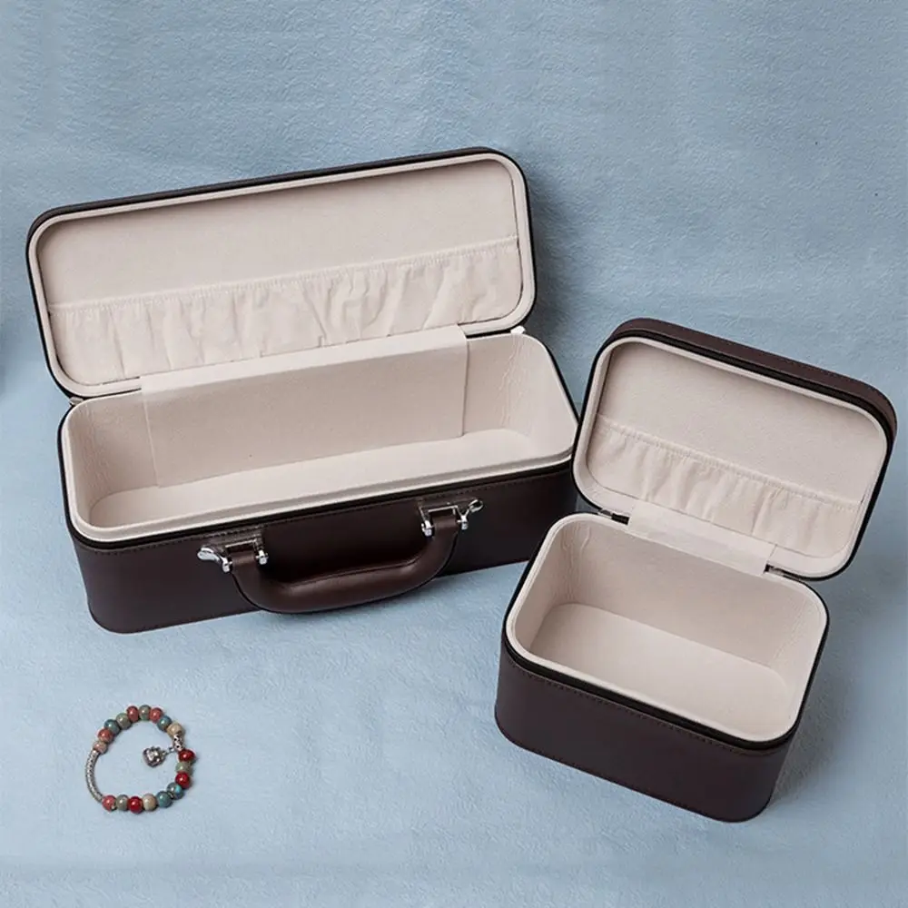 Luxury Vintage Watch Display Box PU Leather Compact Bracelet Storage Boxes Thickened with Handle Wristwatch Holder Travel Use