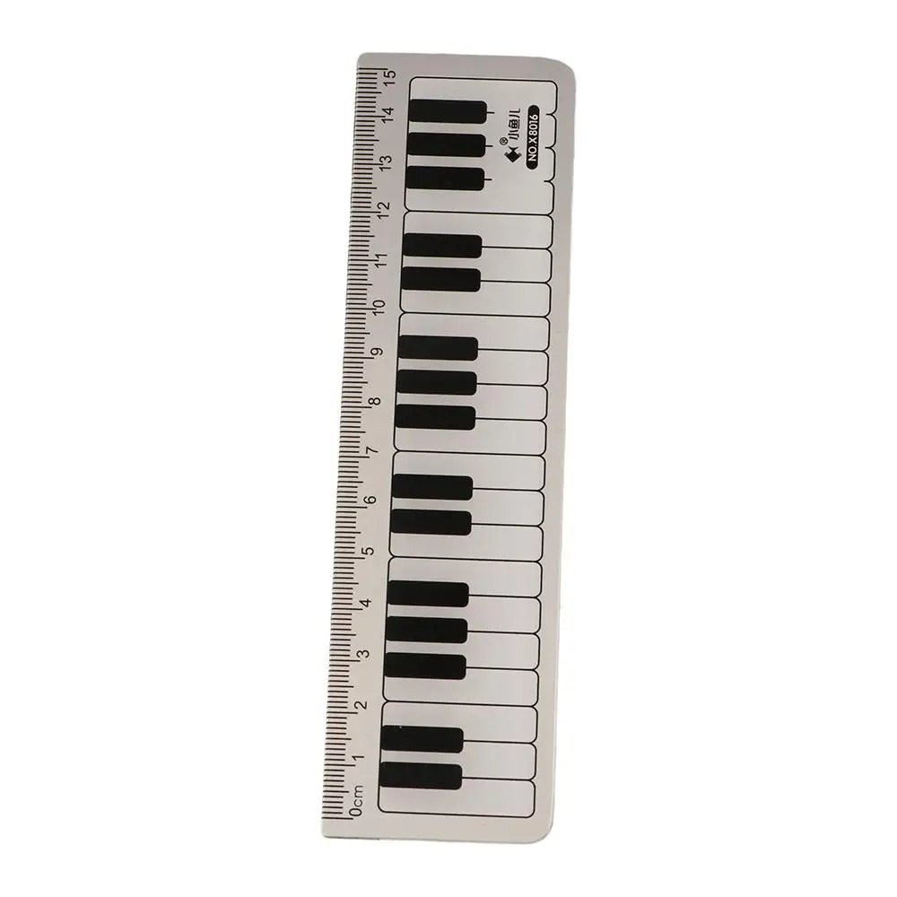 Students Portable Scale Ruler 15cm Plastic Stationery Straight Rulers Black White Musical Notes Measuring Ruler Piano Rule